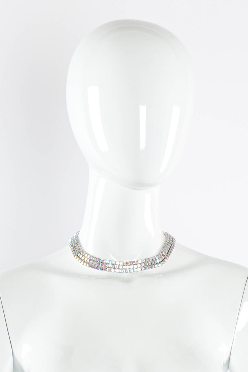 Vintage Monet Triple Row Iridescent Stone Choker on mannequin @ Recess Los Angeles