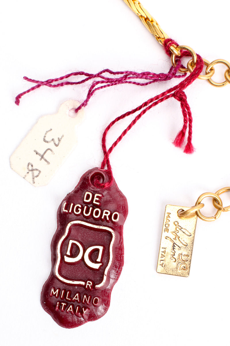 Vintage De Liguoro Jeweled Necktie Necklace tag at Recess Los Angeles