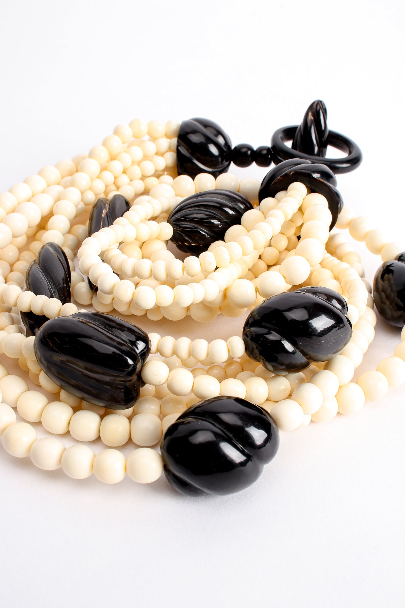 Gerda Lynggaard Pour Monies Vintage Beaded Bone Horn collar Necklace & Earring Set at Recess LA