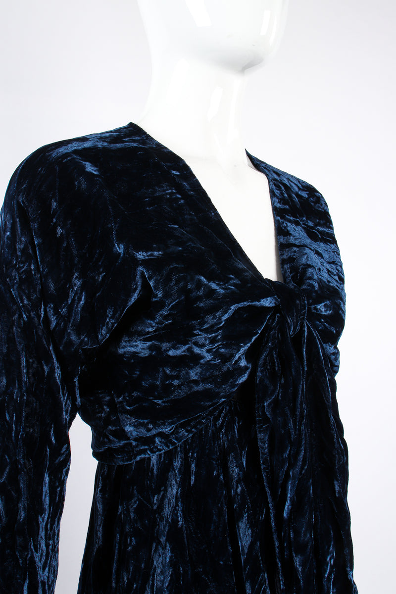 Vintage Morgane Le Fay Crushed Velvet Top & Dress Set on Mannequin angle at Recess Los Angeles