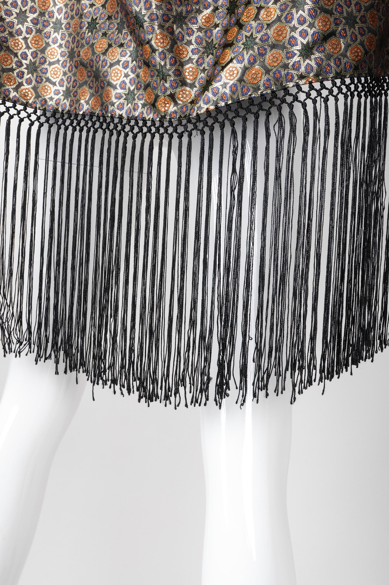 Recess Los Angeles Vintage  Metallic BrocadeMoroccan Mosaic Fringe Piano Shawl