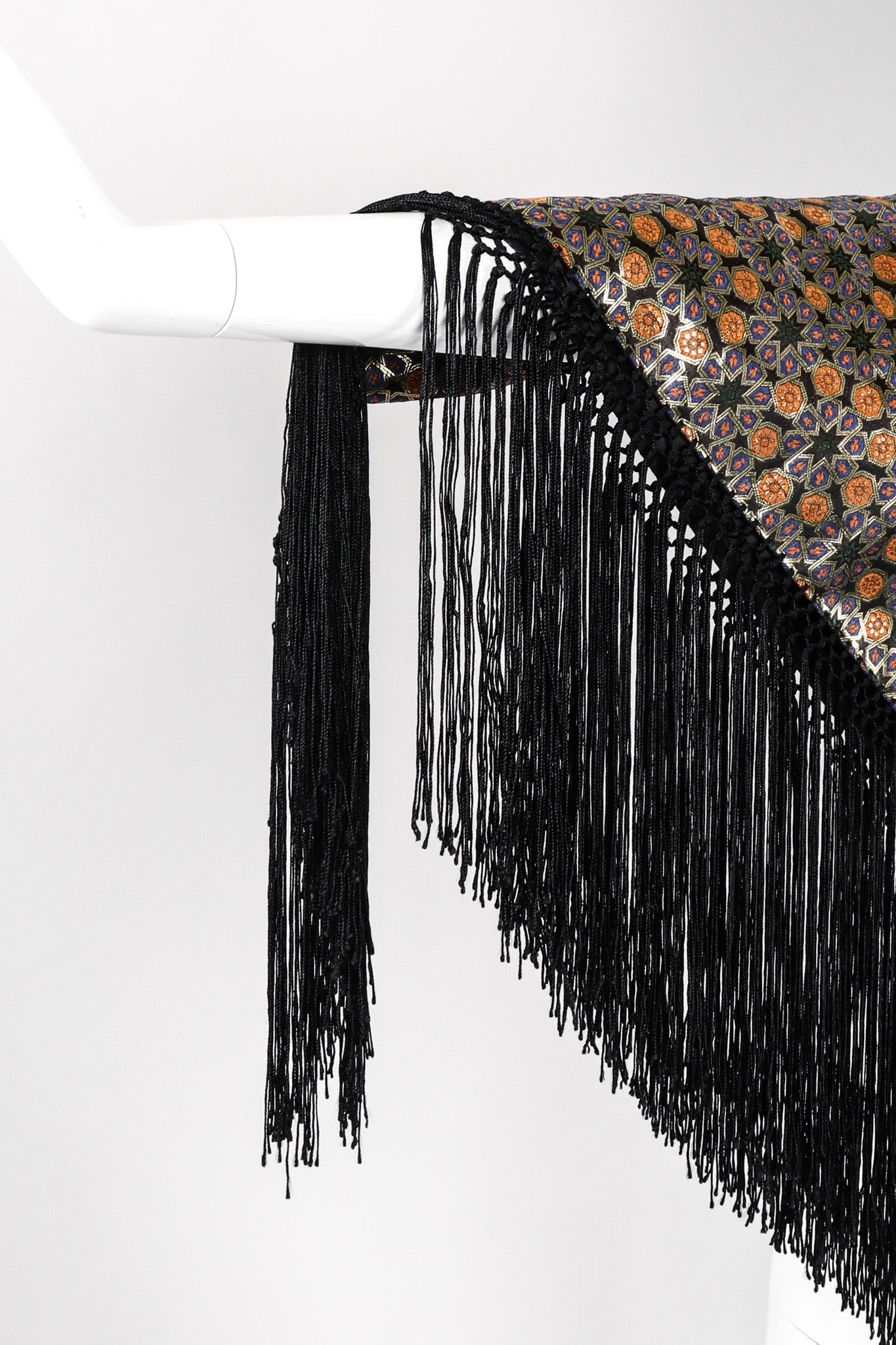 Recess Los Angeles Vintage  Metallic BrocadeMoroccan Mosaic Fringe Piano Shawl