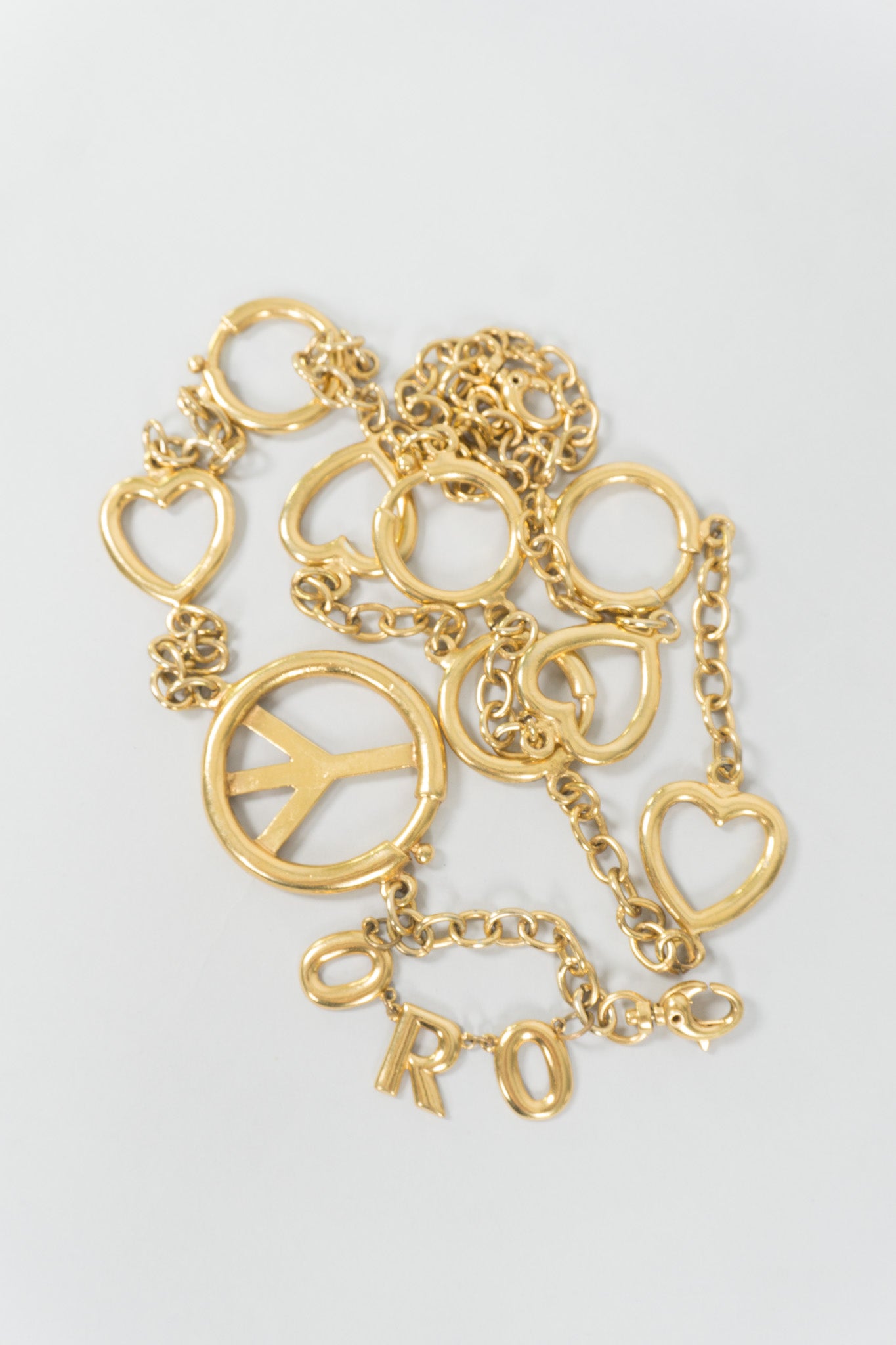 Moschino Peace Love Oro Belt Accessory Chain