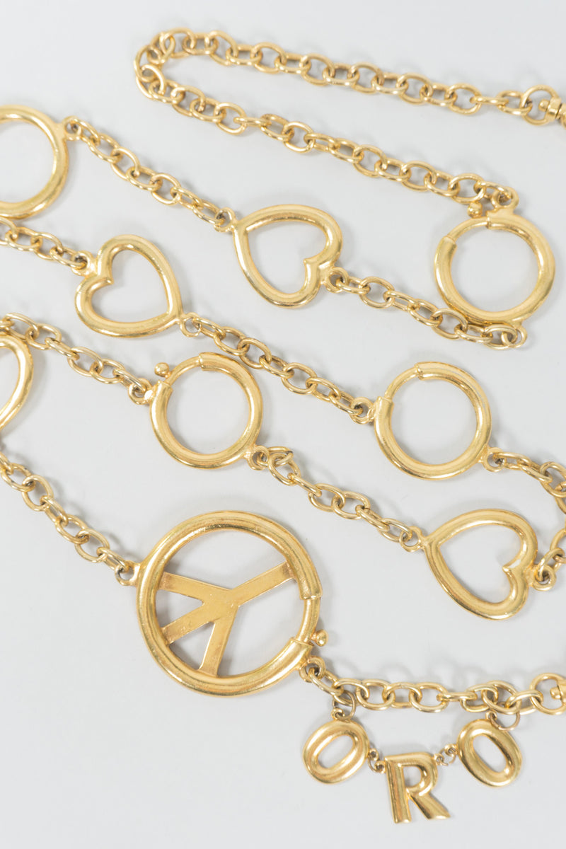 Moschino Peace Love Oro Belt Accessory Chain