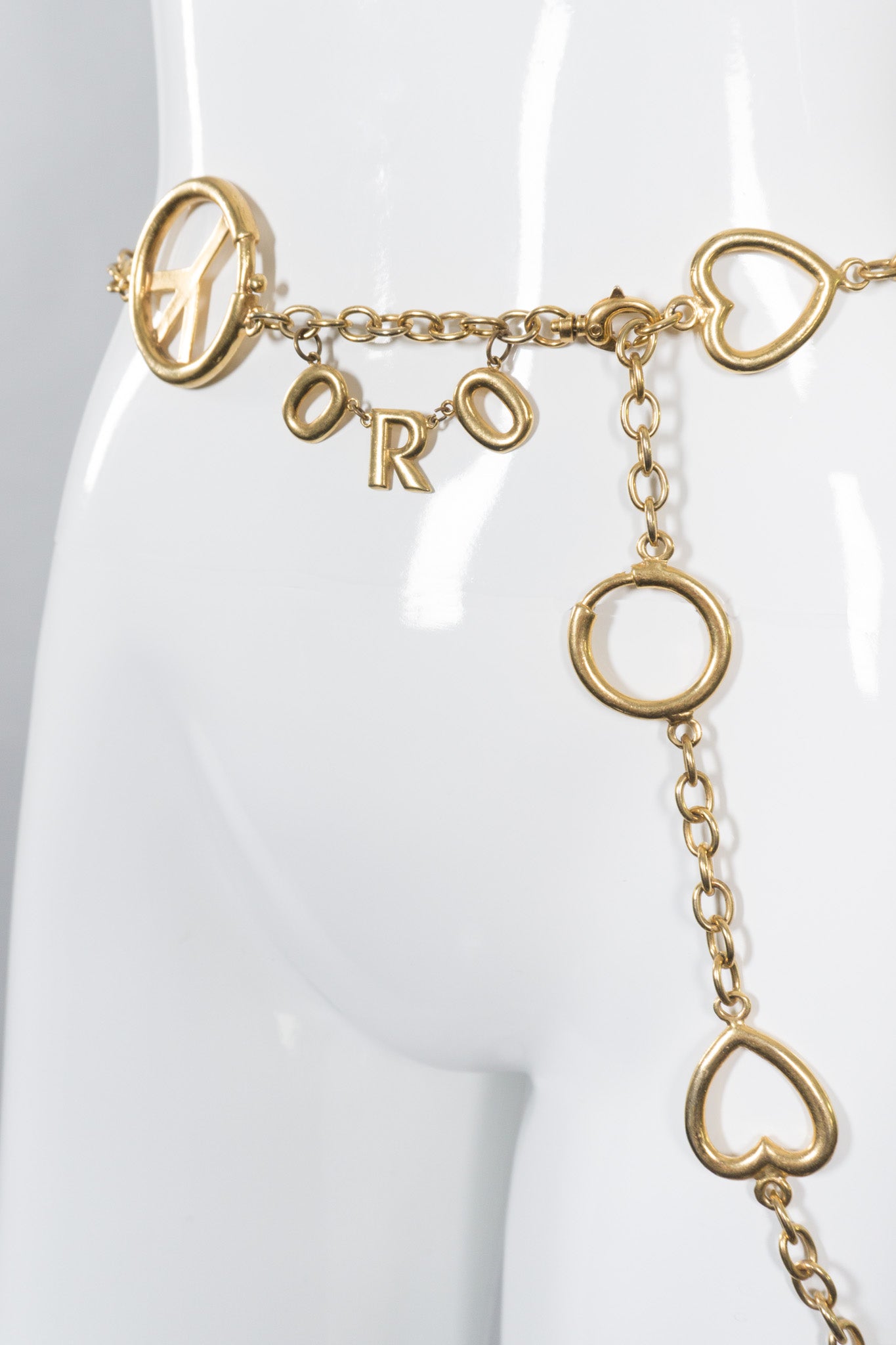 Moschino Peace Love Oro Belt Accessory Chain