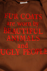 Vintage Moschino Fur For Fun Striped Faux Fur Coat quote lining @ Recess LA