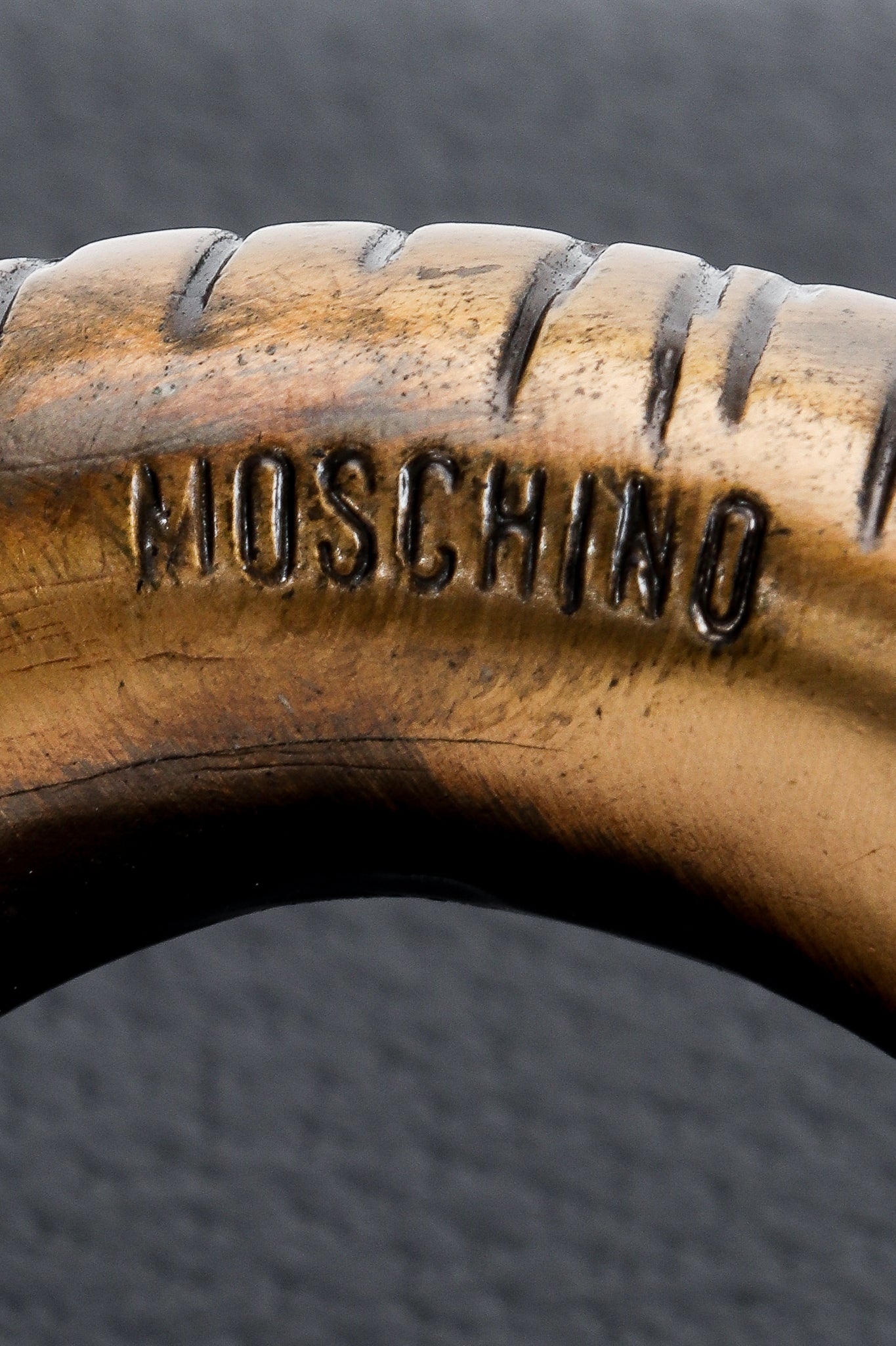 Vintage Moschino Brass Bracelet Clutch signature stamp