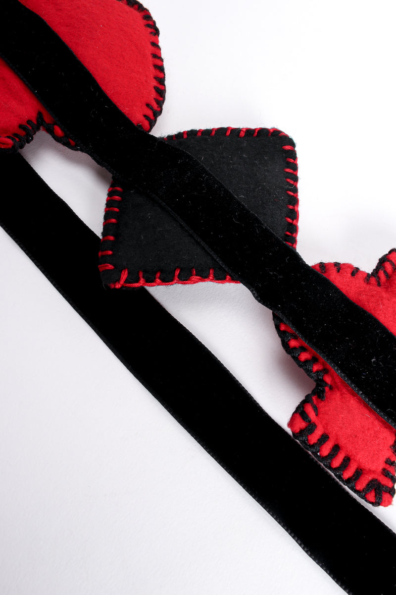 Vintage Moschino Queen of Hearts Felt Playing Card Ribbon Belt backside at Recess Los Angeles