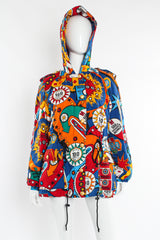 Vintage Moschino Jeans Casino Gambler Print Padded Jacket mannequin front hood on  @ Recess LA