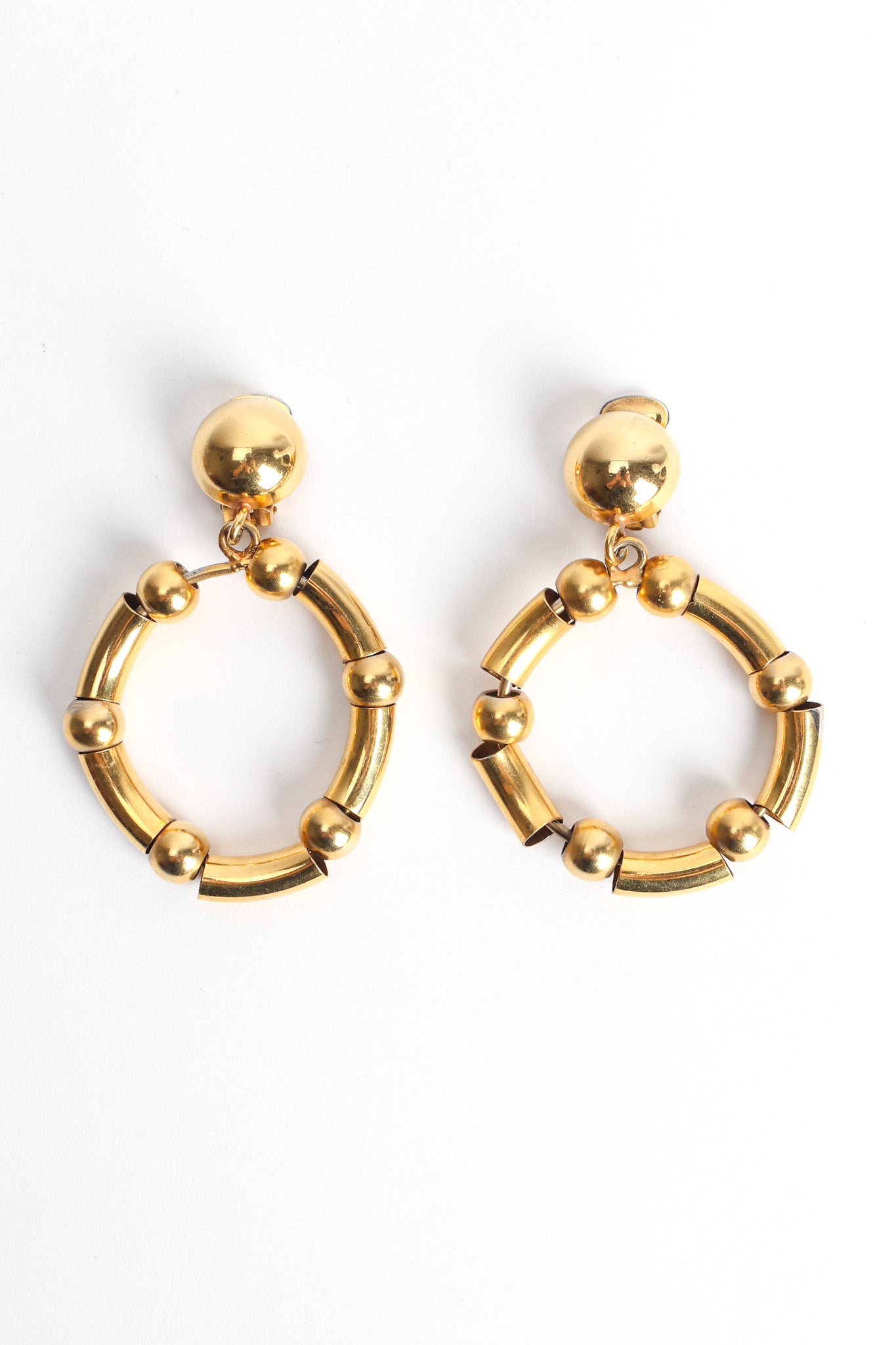 Vintage Moschino Bamboo Bead Hoop Drop Earrings front flat @ Recess LA