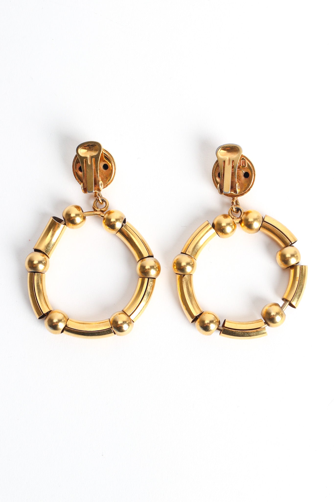 Vintage Moschino Bamboo Bead Hoop Drop Earrings back  @ Recess LA