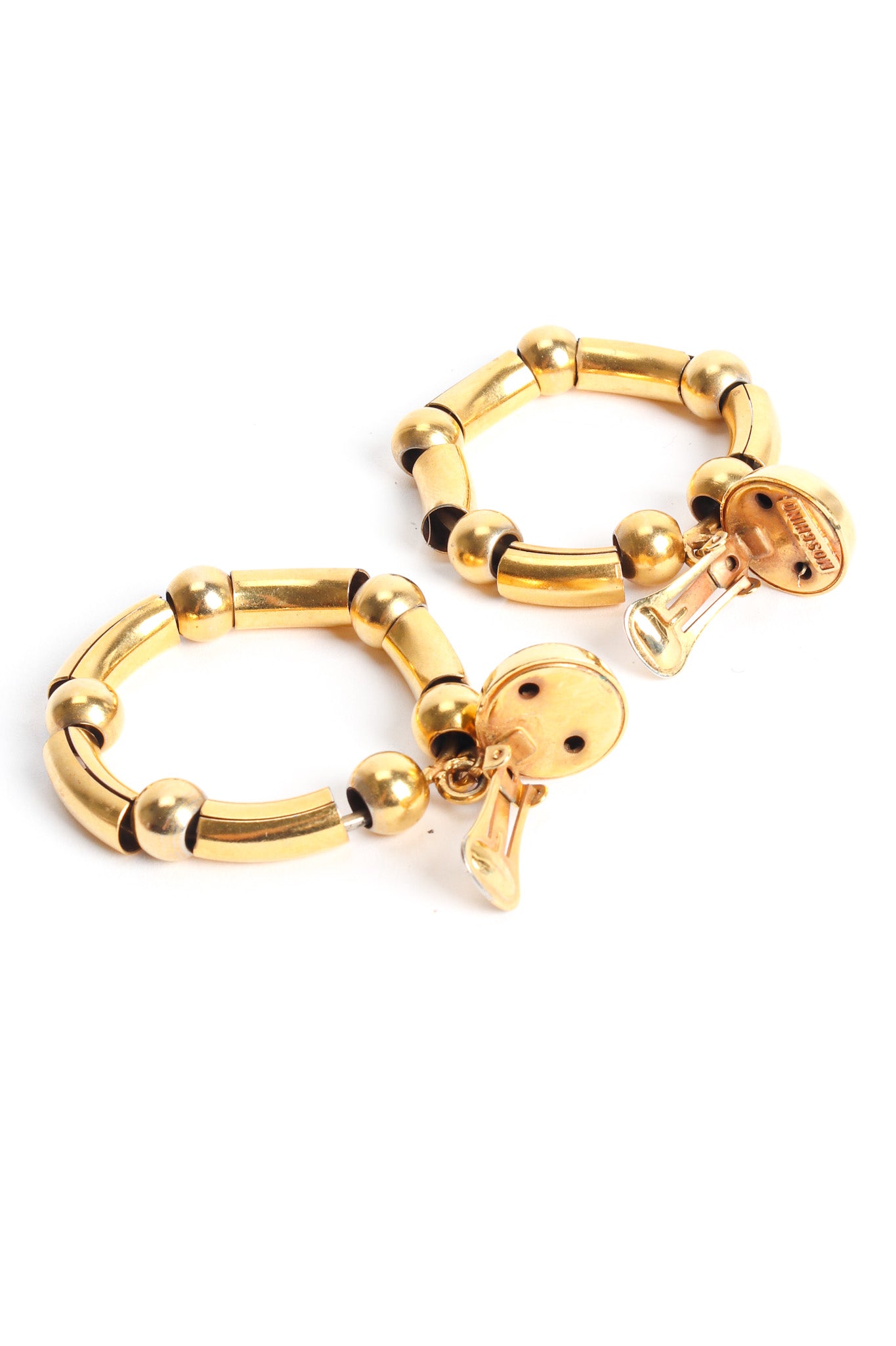 Vintage Moschino Bamboo Bead Hoop Drop Earrings open backs @ Recess LA