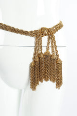 Vintage Moschino Gold Tassel Chain Belt Necklace on Mannequin at Recess Los Angeles