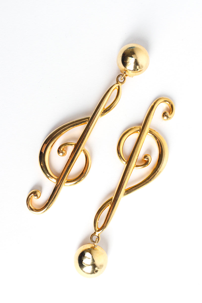 Vintage Moschino Treble Clef Music Note Earrings diagonal creative front @ Recess LA