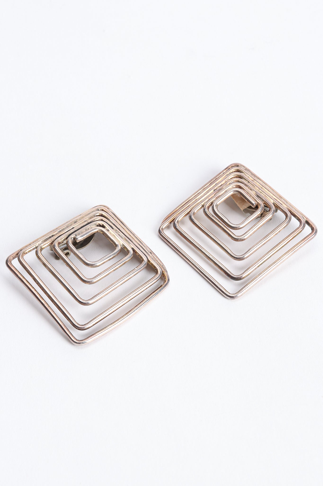 Vintage Moulage Modele Modernist Sterling Silver Square Earrings at Recess Los Angeles