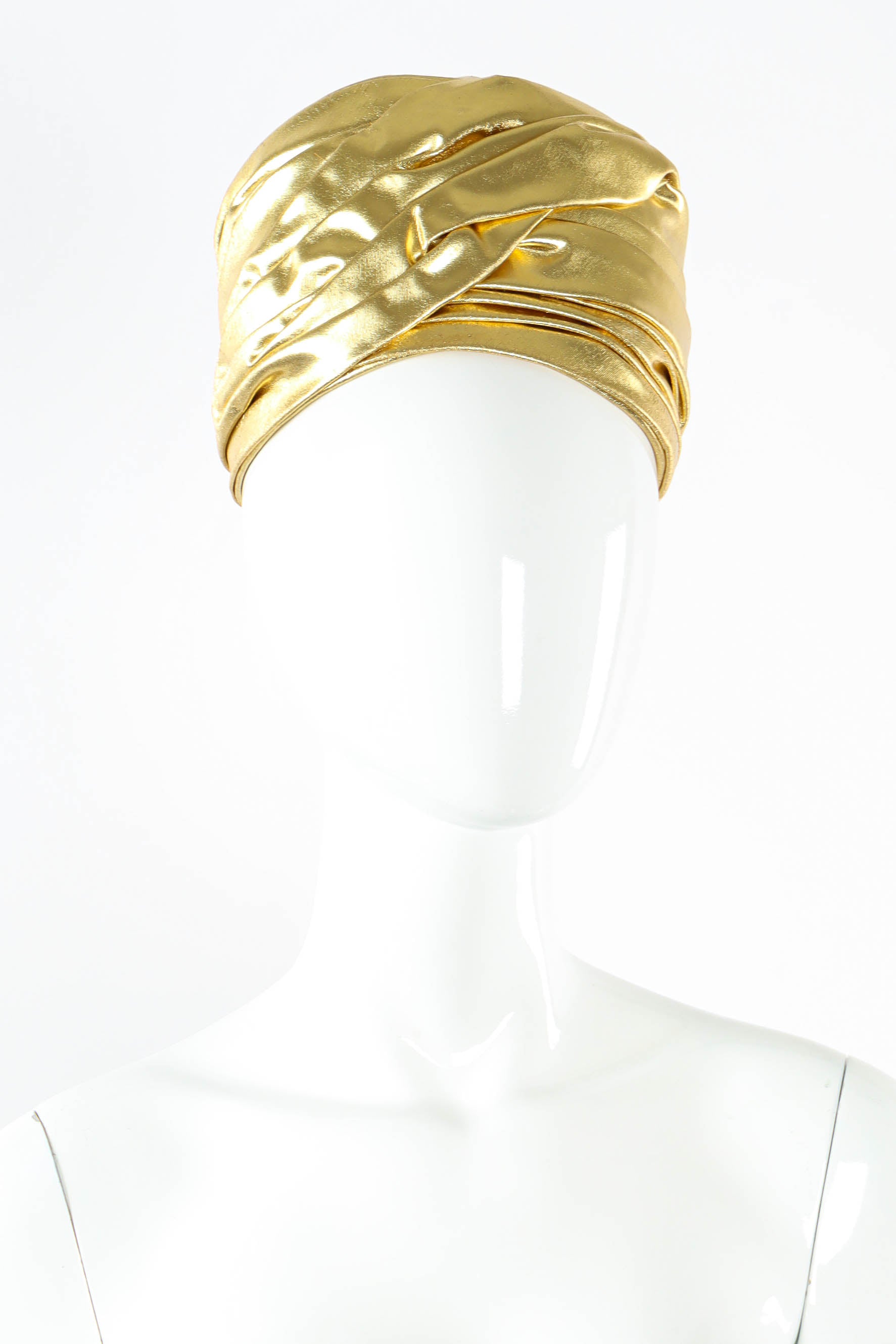 Vintage Lamé Turban Hat mannequin front  @ Recess LA