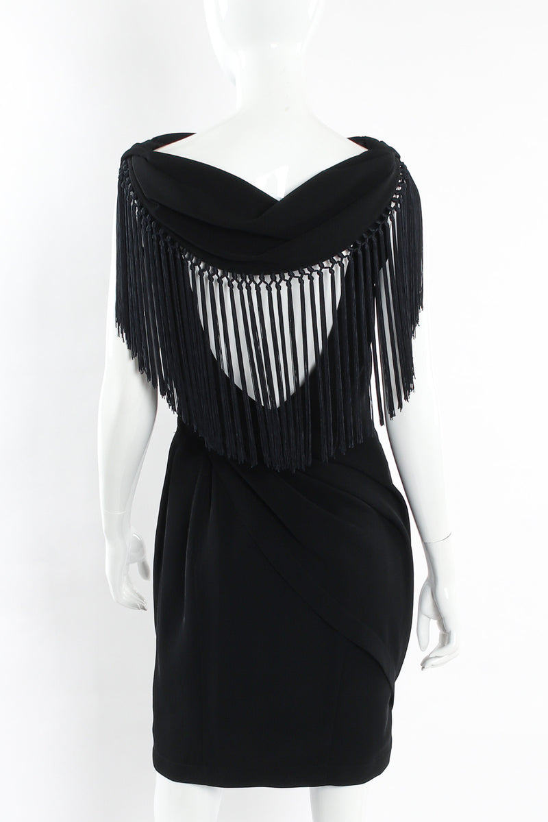 Vintage Thierry Mugler Gathered Fringe Mini Dress mannequin back close @ Recess LA