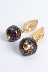 Vintage Leaf Glass Bead Ball Drop Earrings at Recess Los Angeles