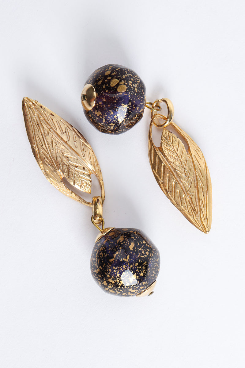 Vintage Leaf Glass Bead Ball Drop Earrings at Recess Los Angeles