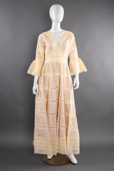 Vintage Mexican Lace Pintuck Prairie Dress on mannequin front @ Recess Los Angeles