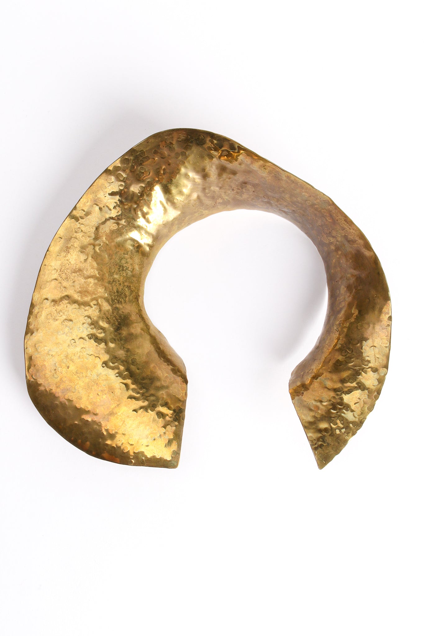 Vintage Sculptural Hammered Plate Collar Necklace underside at Recess Los Angeles