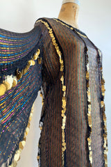 Vintage Sheer Metallic Coin Fringe Dress on Dressform Crop at Recess Los Angeles