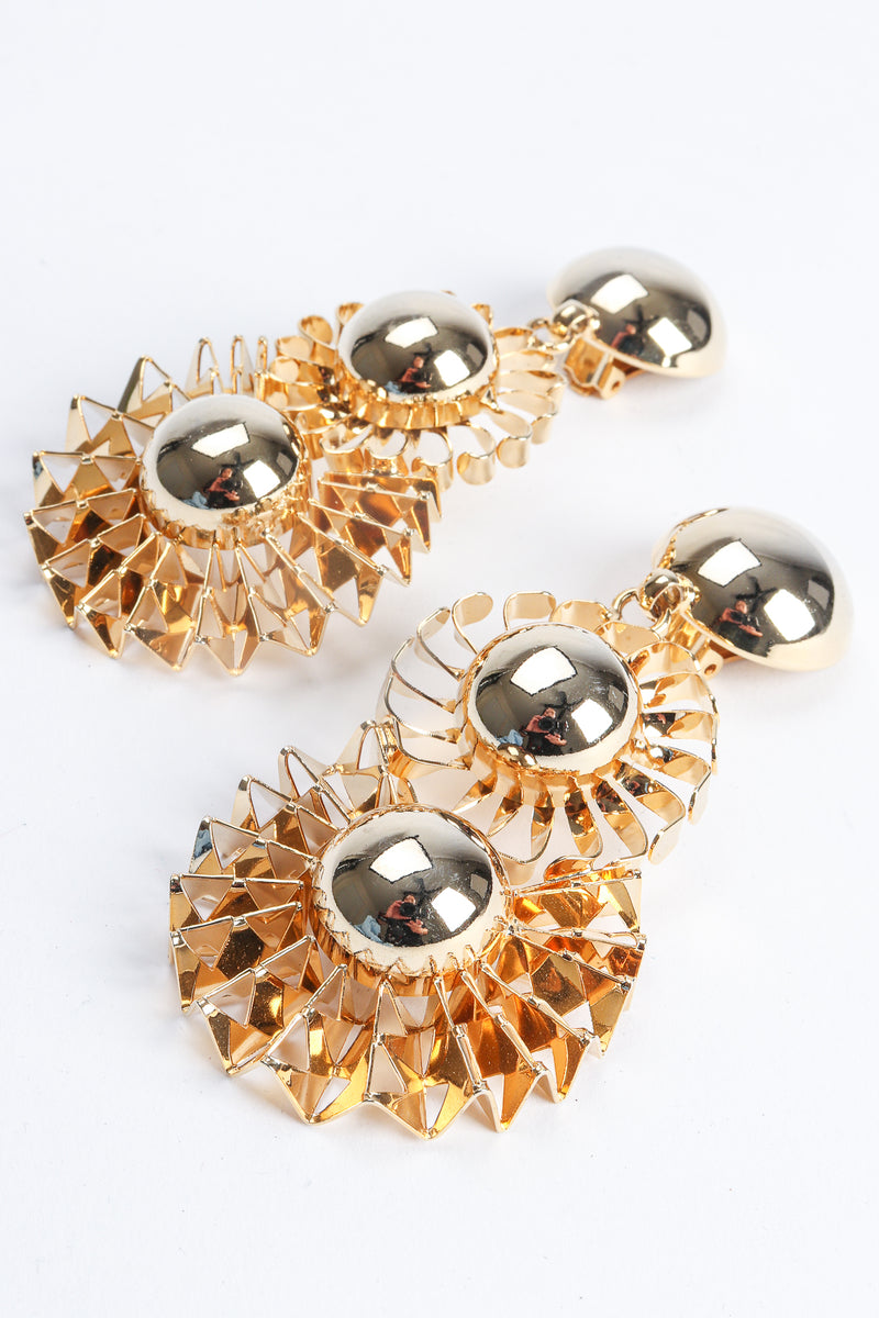 Vintage Gold Flower Pom Pom Drop Earrings at Recess Los Angeles