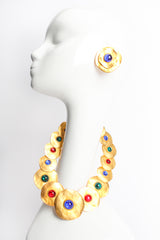 Vintage Modernist Disc Collar Necklace & Earring Set on mannequin at Recess Los Angeles