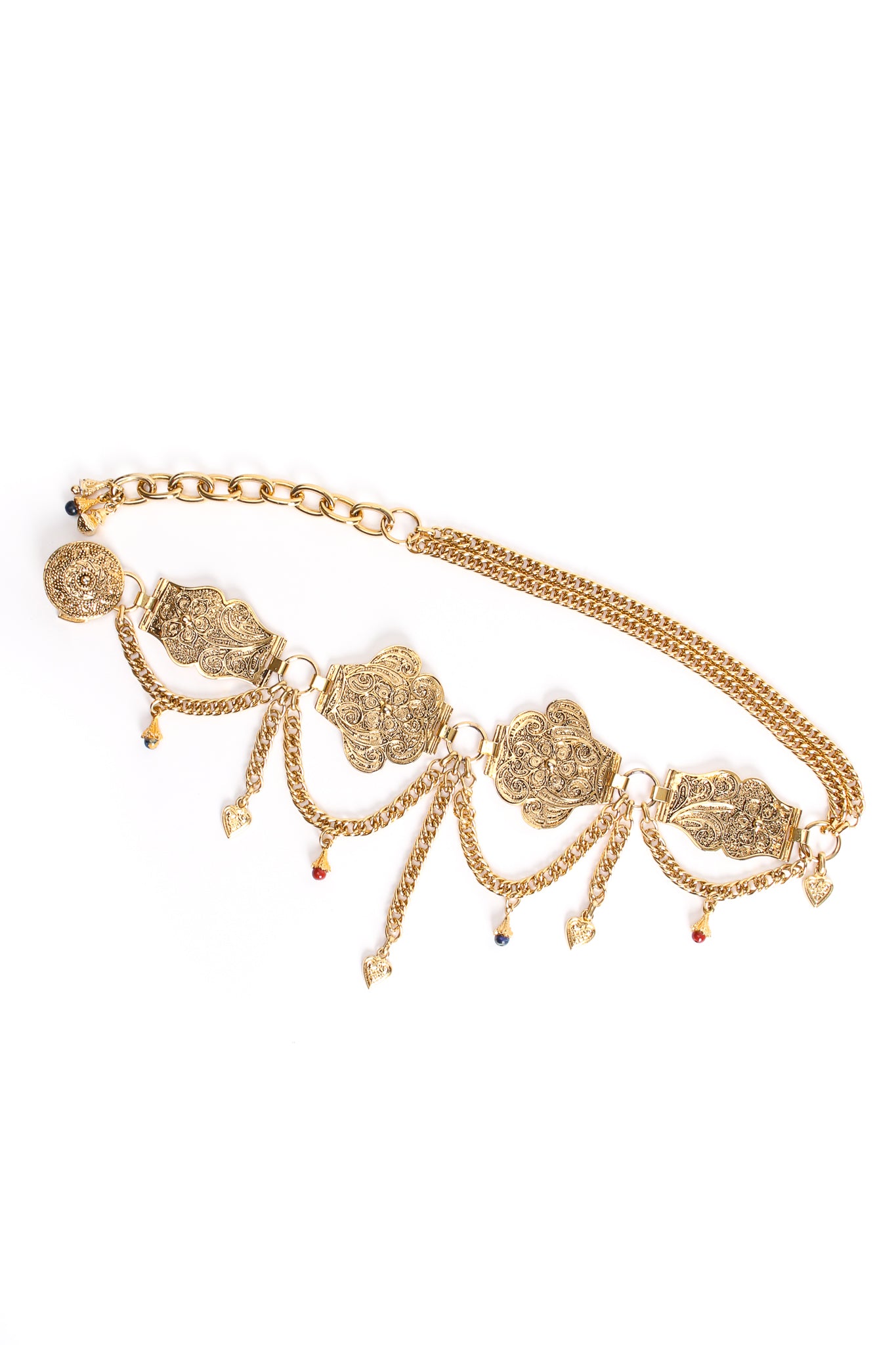 Vintage Italian Gold Filigree Draped Chain Belt at Recess Los Angeles