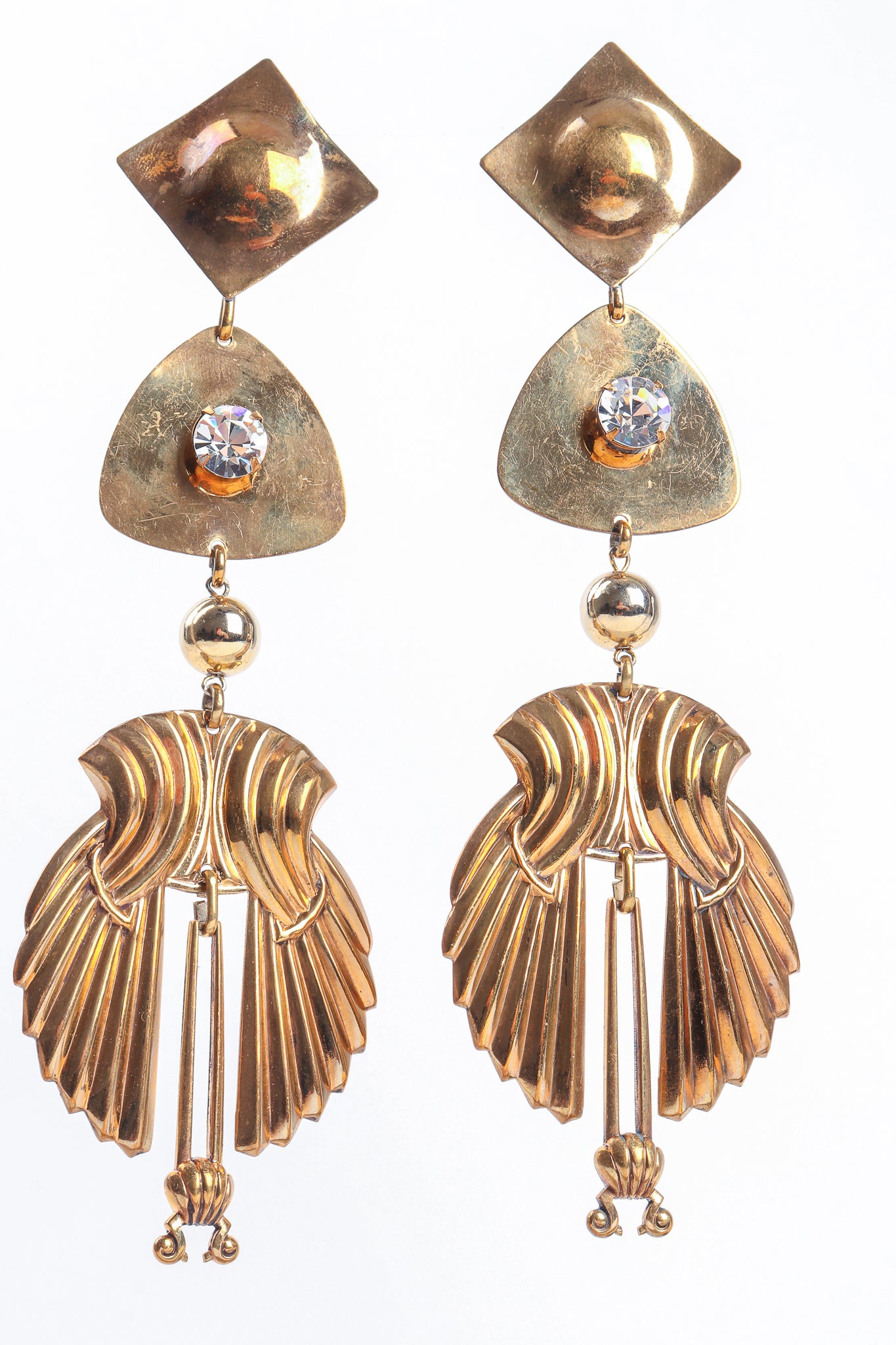 Vintage Fluted Wing Drop Earrings at Recess Los Angeles