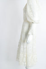 Vintage 1930s Sheer Lace Balloon Sleeve Dress Wedding on Mannequin Side Crop at Recess LA