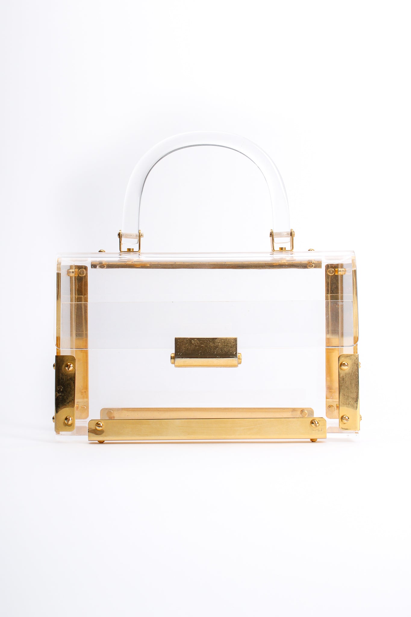 Vintage Lucite Flap Box Bag front at Recess Los Angeles