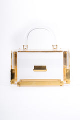 Vintage Lucite Flap Box Bag front at Recess Los Angeles