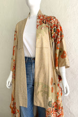 Vintage Japanese Golden Floral Wave Kimono on Mannequin front crop at Recess Los Angeles