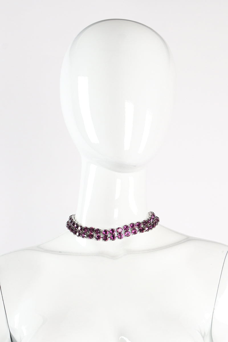 Double Row Amethyst Choker Necklace