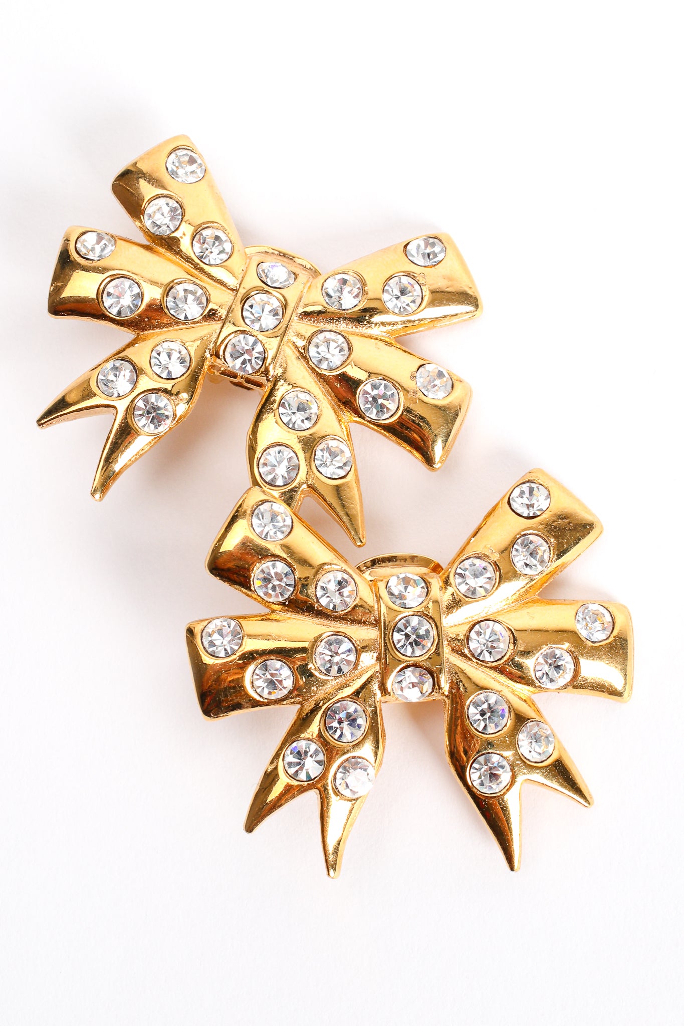 Vintage Unsigned William de Lillo Rhinestone Bow Earrings at Recess Los Angeles