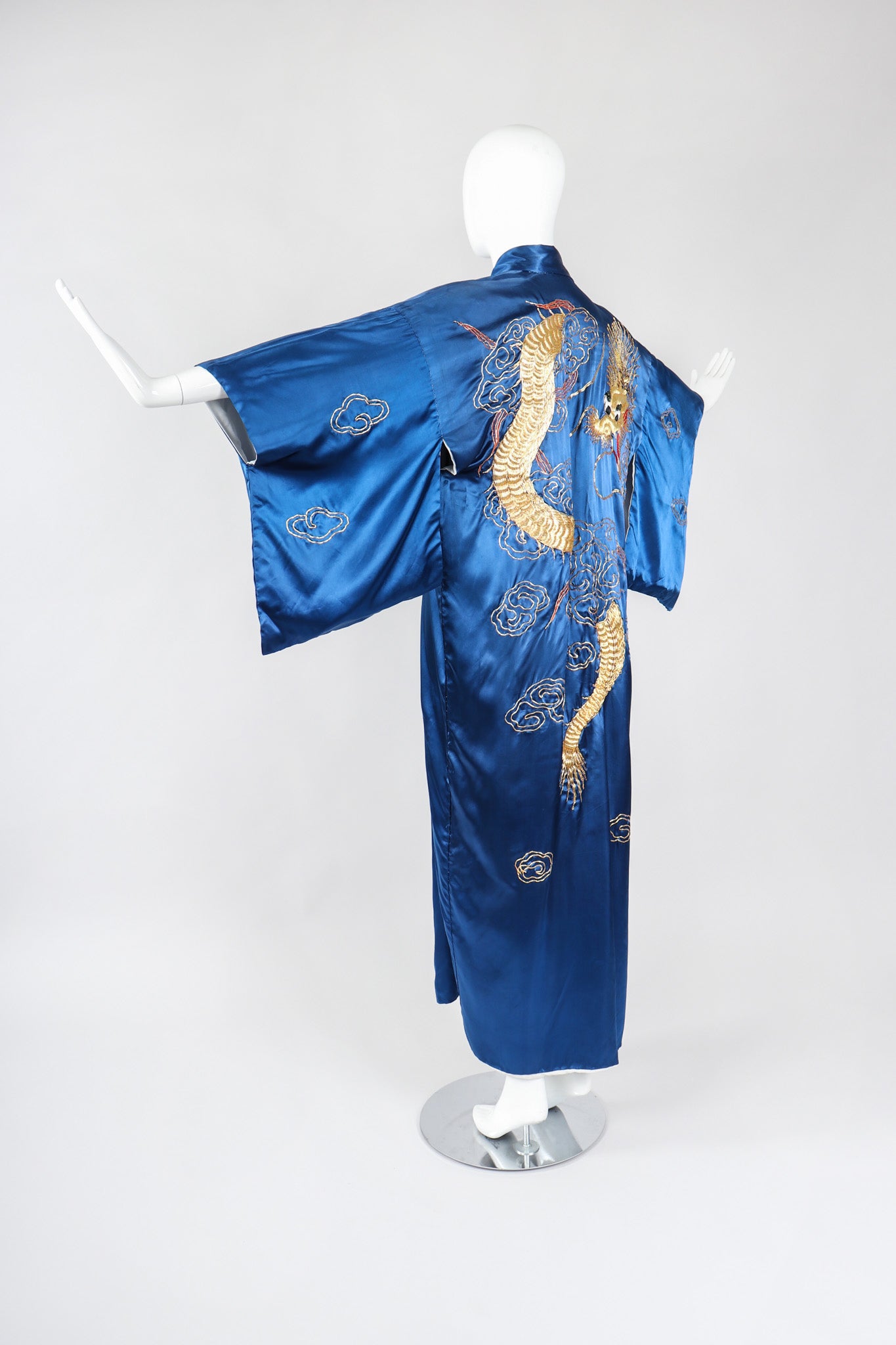 Recess Los Angeles Vintage Made In Japan Royal Gold Dragon Couching Embroidered Kimono Robe