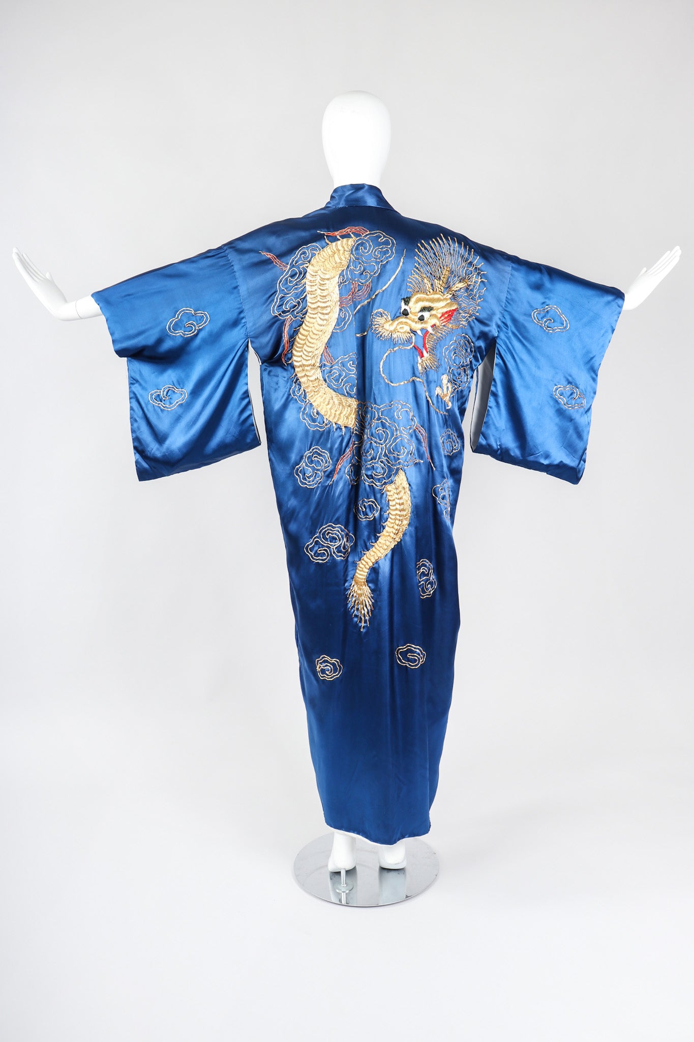 Recess Los Angeles Vintage Made In Japan Royal Gold Dragon Couching Embroidered Kimono Robe