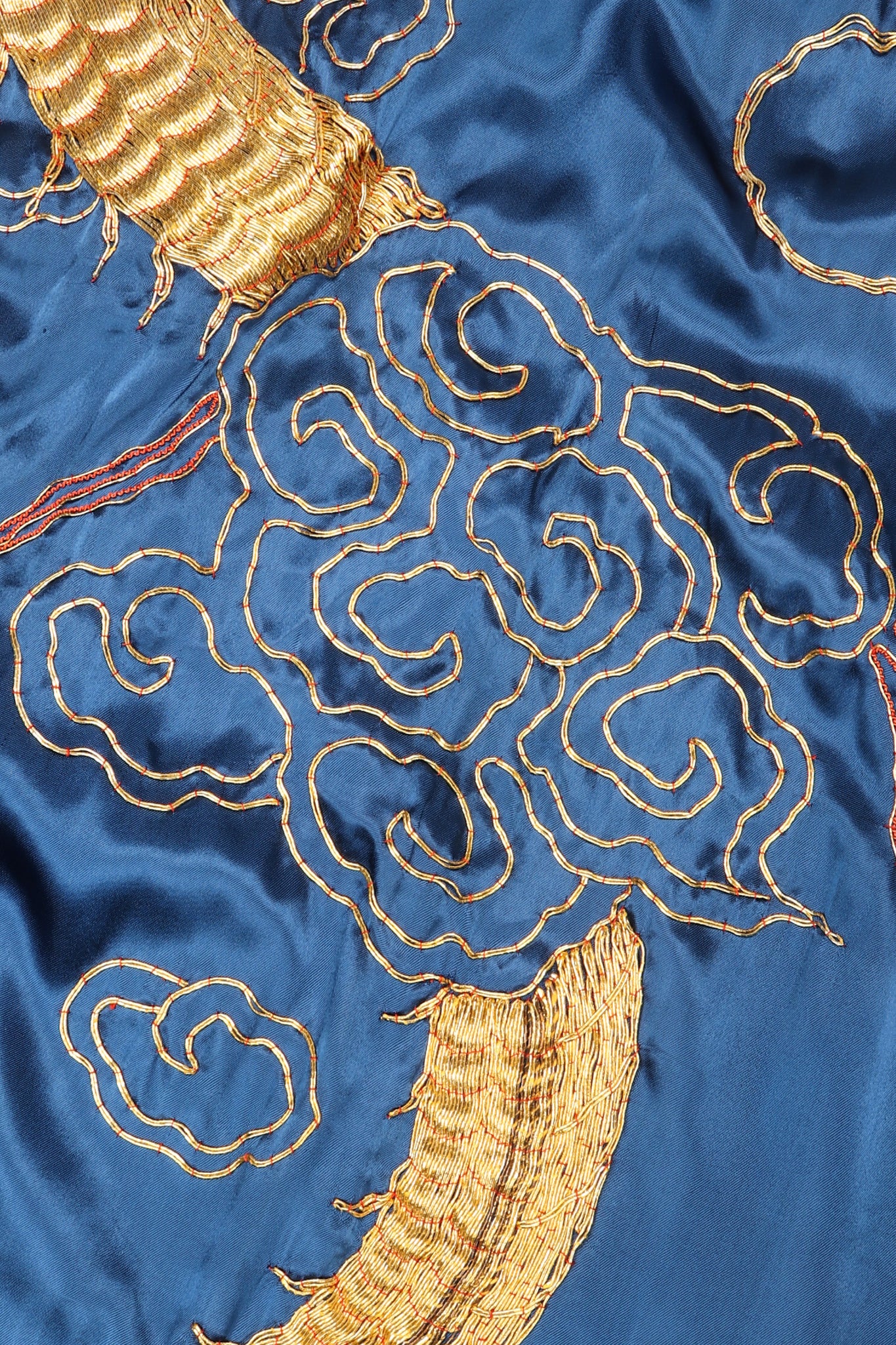 Recess Los Angeles Vintage Made In Japan Royal Gold Dragon Couching Embroidered Kimono Robe