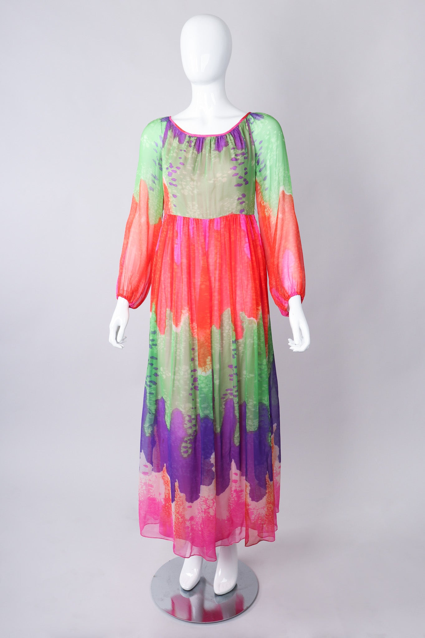 Recess Los Angeles Vintage Ombré Silk Chiffon Neon Brights Slurpee Dress 