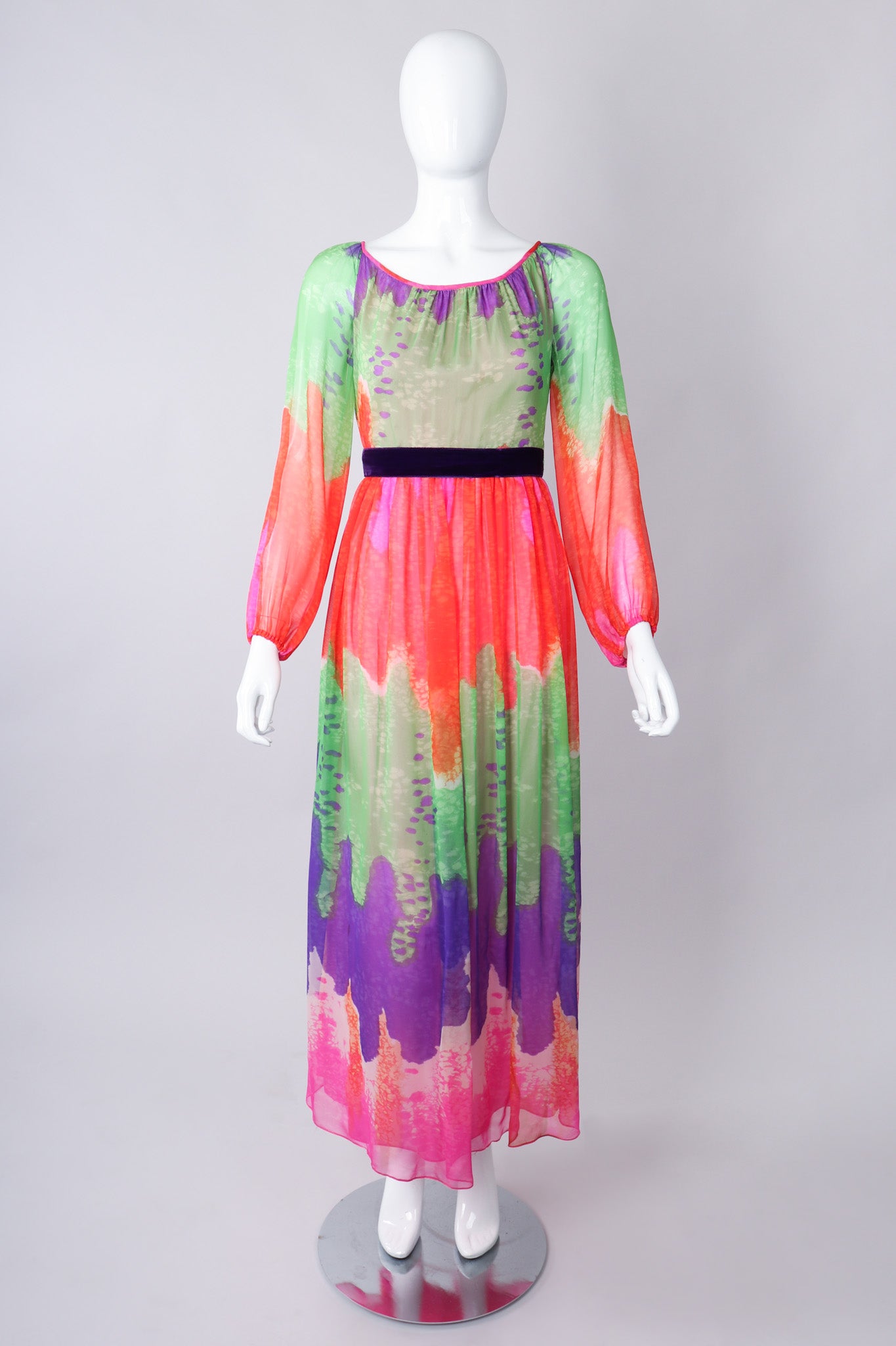 Recess Los Angeles Vintage Ombré Silk Chiffon Neon Brights Slurpee Dress 