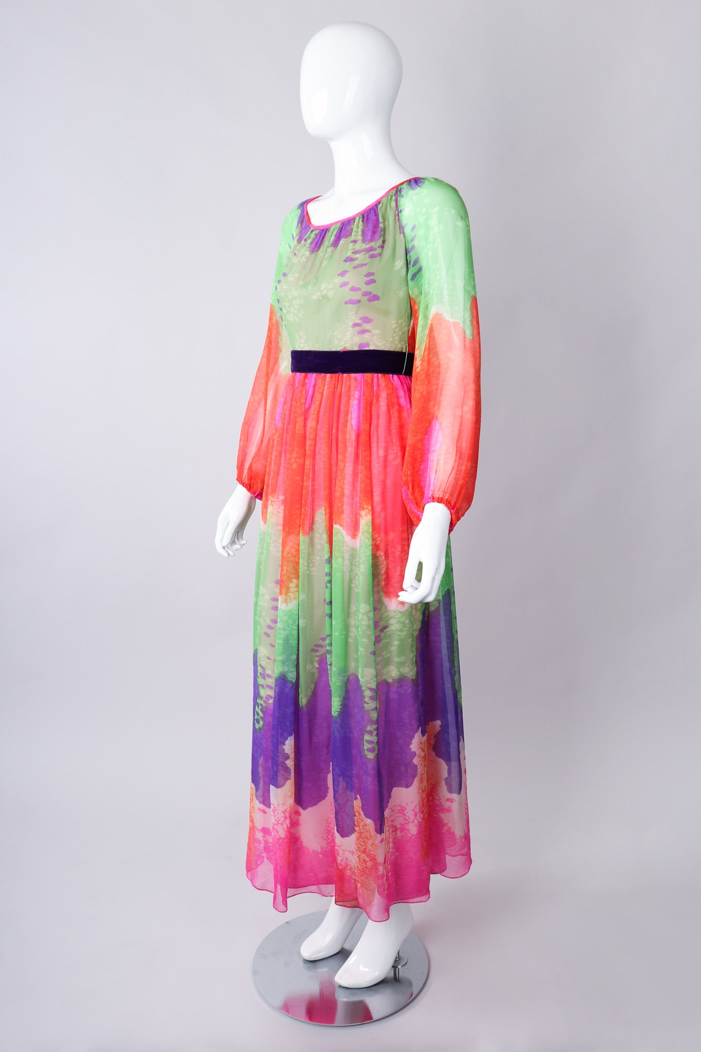 Recess Los Angeles Vintage Ombré Silk Chiffon Neon Brights Slurpee Dress 