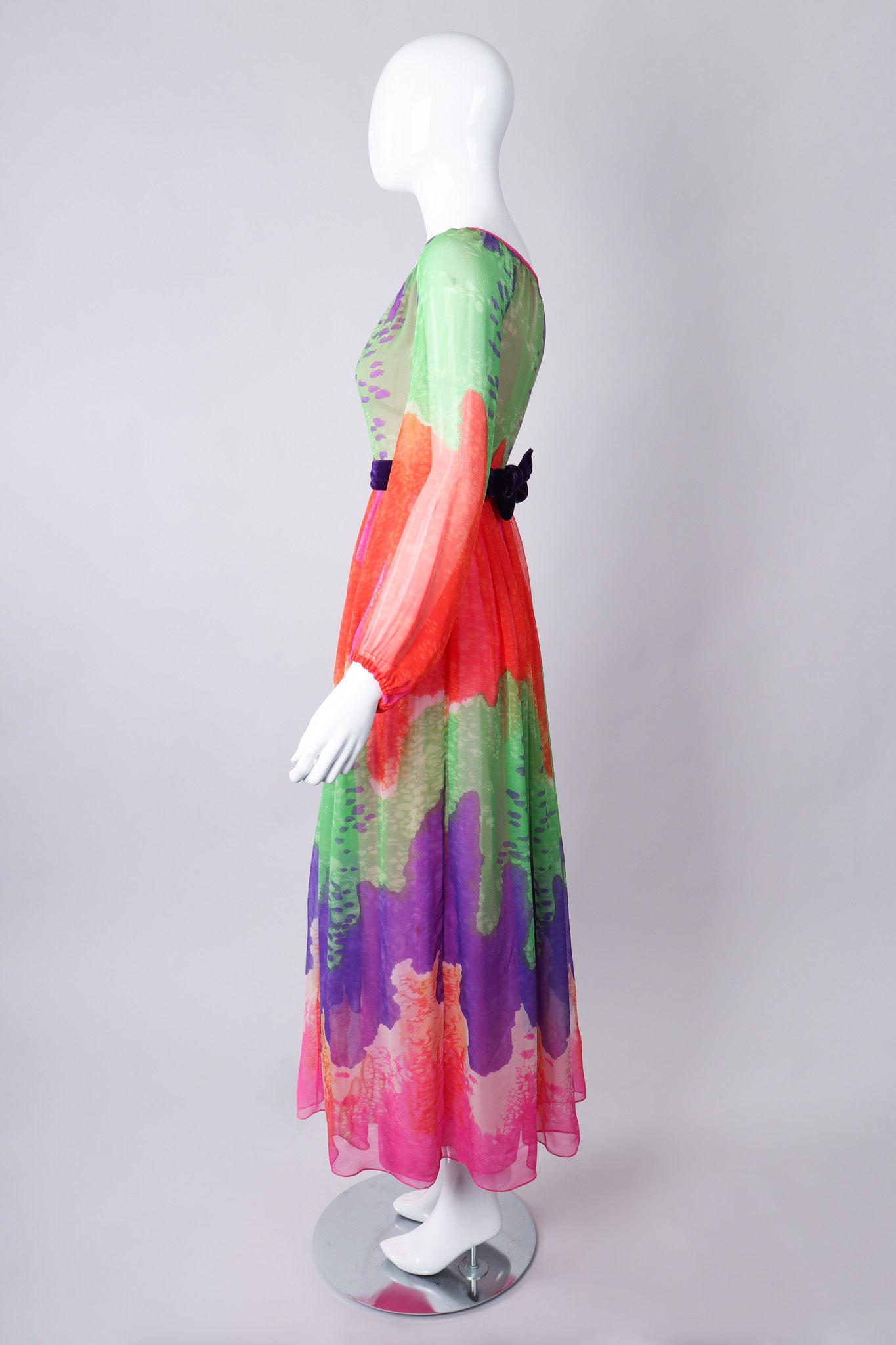 Recess Los Angeles Vintage Ombré Silk Chiffon Neon Brights Slurpee Dress 