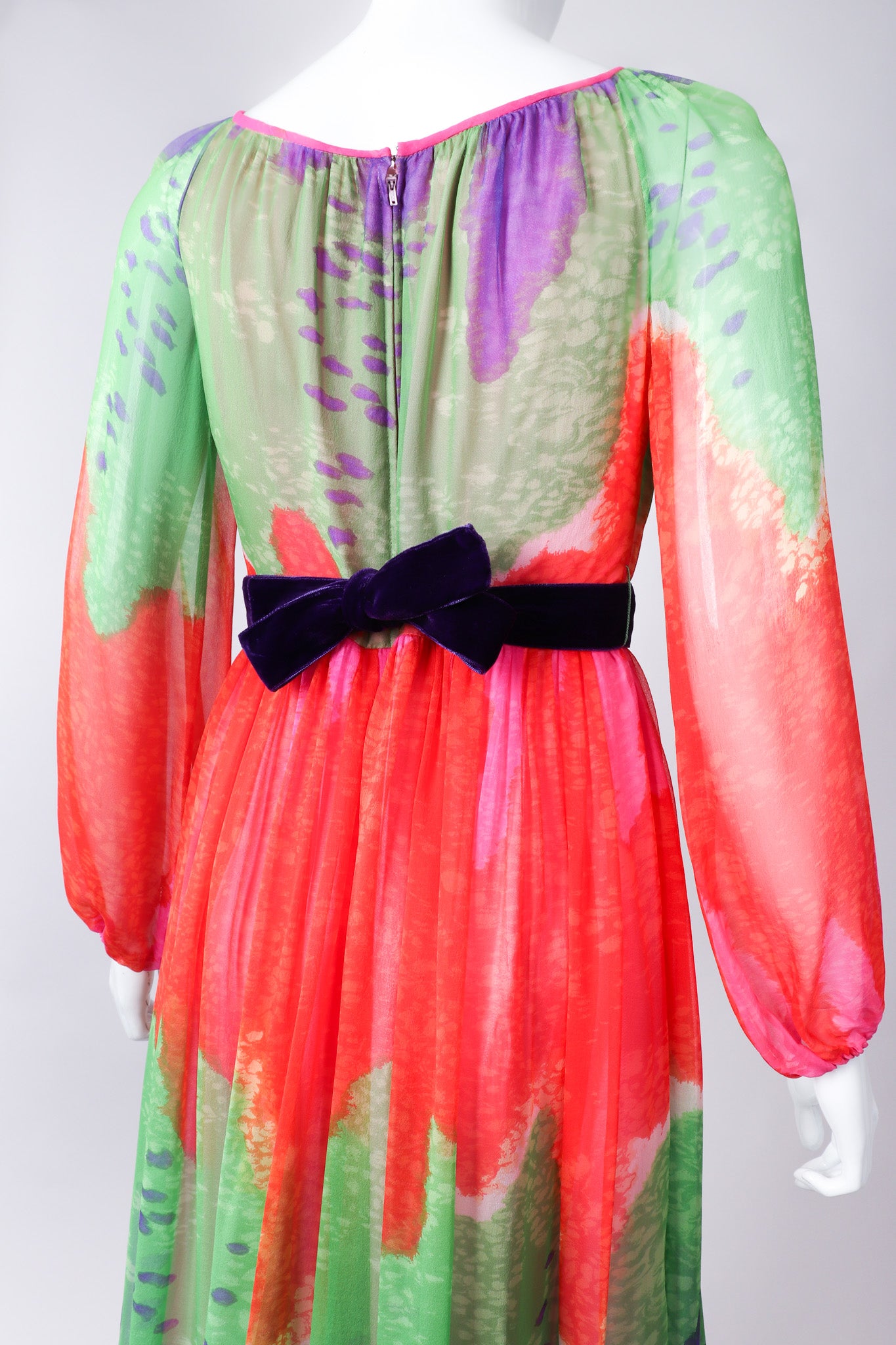 Recess Los Angeles Vintage Ombré Silk Chiffon Neon Brights Slurpee Dress 