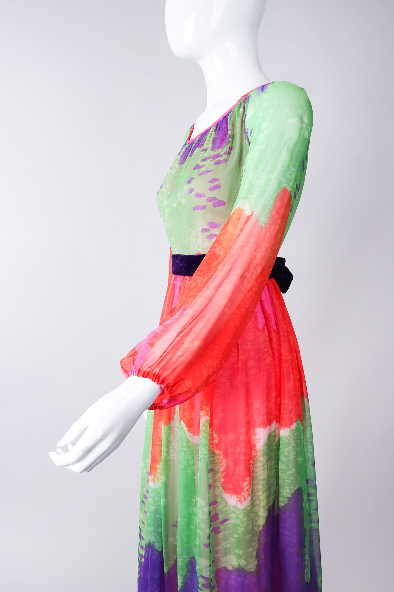 Recess Los Angeles Vintage Ombré Silk Chiffon Neon Brights Slurpee Dress 