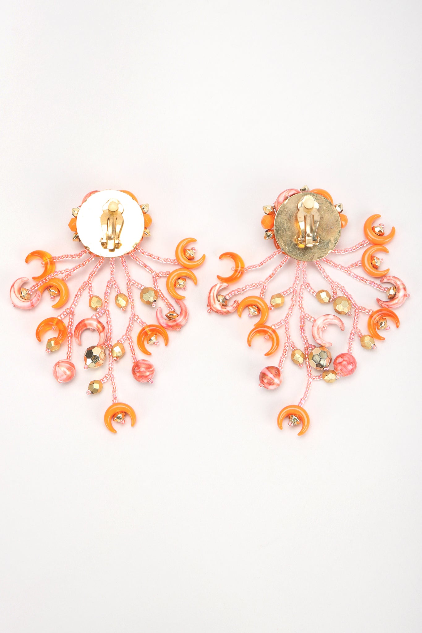 Recess Designer Consignment Vintage Crescent Moon Bead Fringe Earrings Sailor Moon Los Angeles Resale