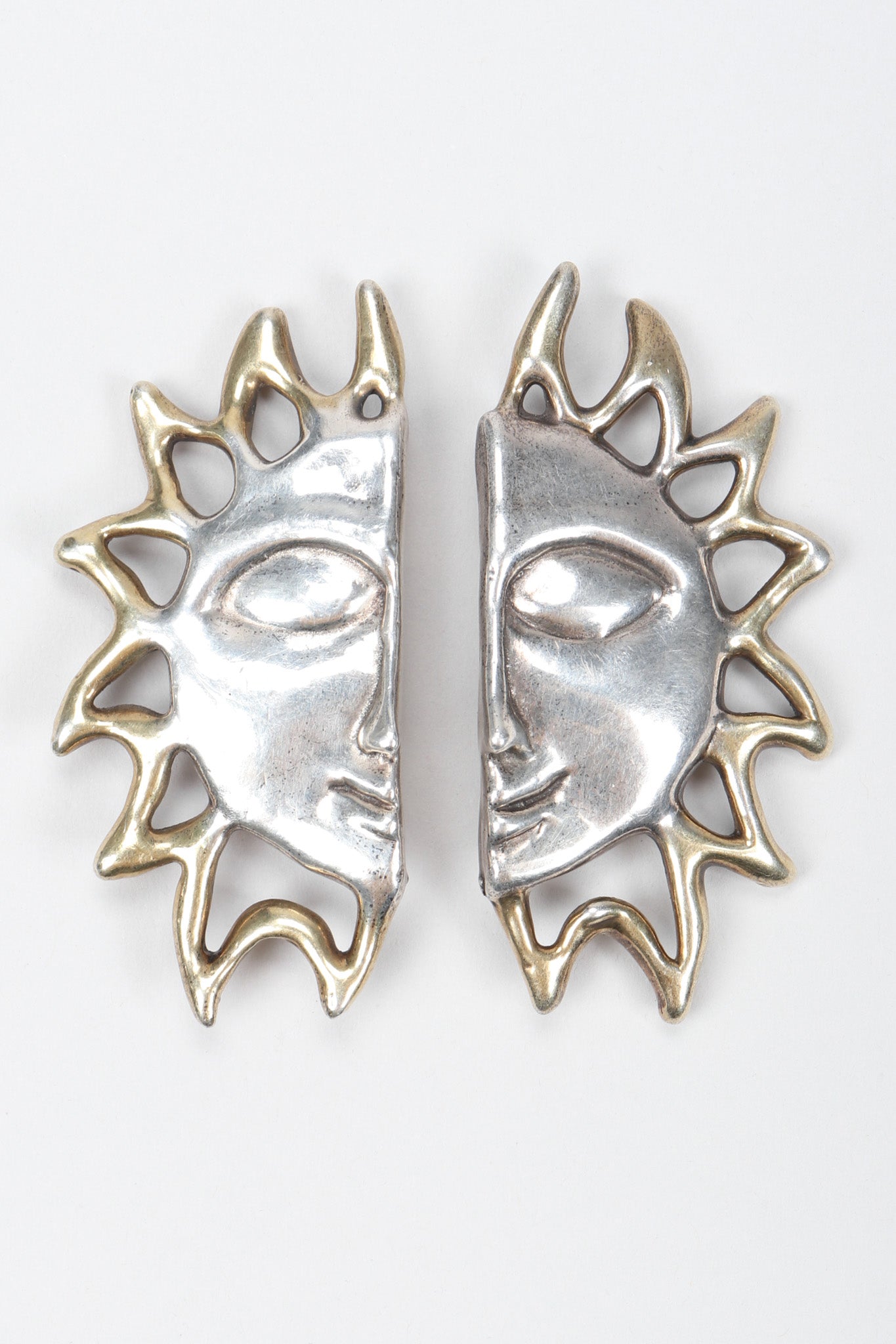 Recess Los Angeles Vintage 925 Sterling Silver Celestial Sun Face Earrings