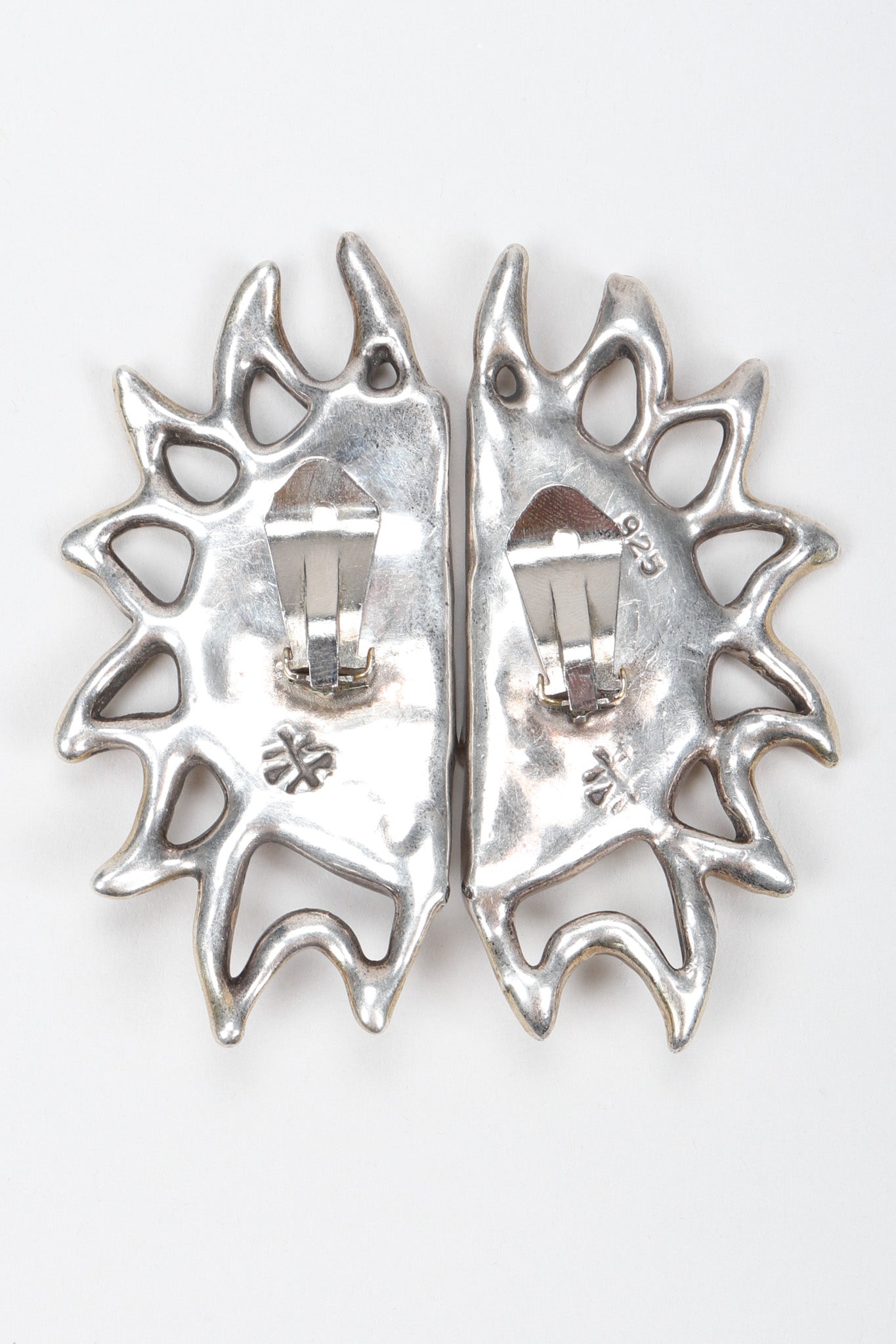 Recess Los Angeles Vintage 925 Sterling Silver Celestial Sun Face Earrings