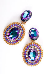 Vintage Oversized Iridescent Crystal Rhinestone Wrapped Earrings at Recess Los Angeles