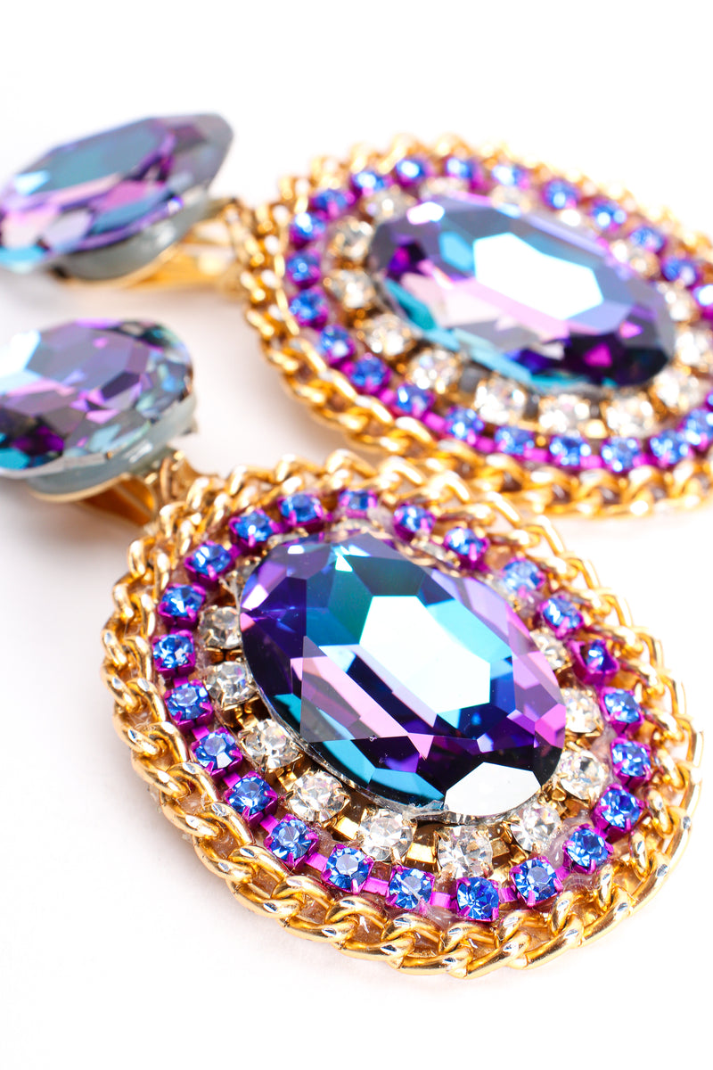 Vintage Oversized Iridescent Crystal Rhinestone Wrapped Earrings at Recess Los Angeles